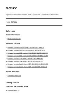 Sony HDR CX 485 manual. Camera Instructions.